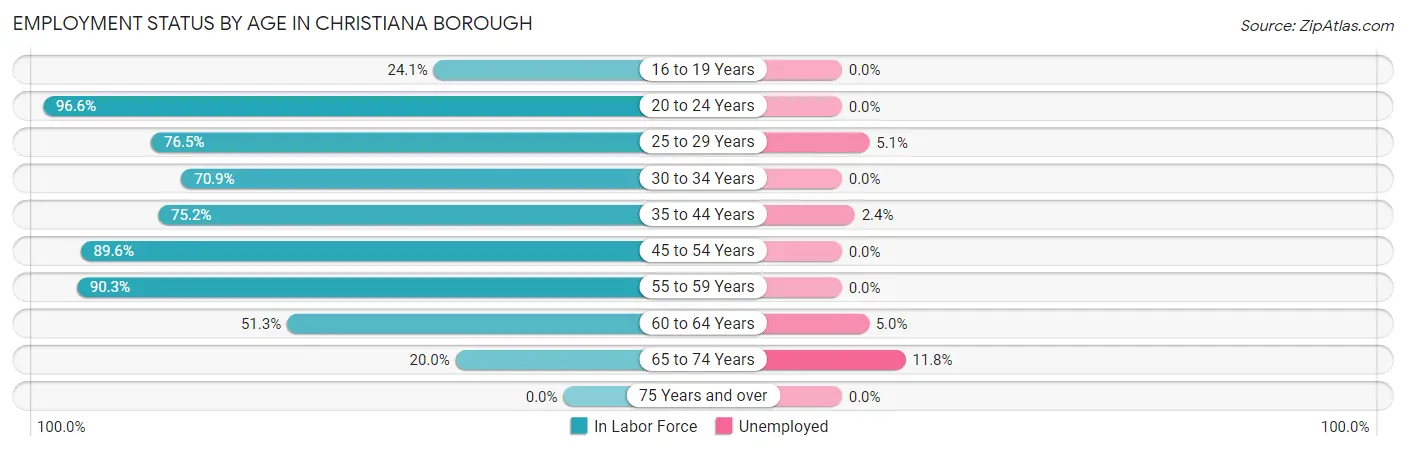 Employment Status by Age in Christiana borough
