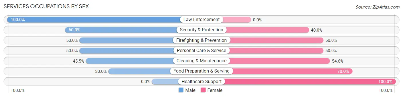 Services Occupations by Sex in Christiana borough