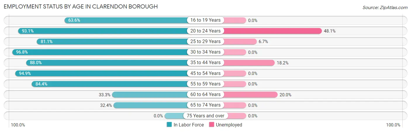Employment Status by Age in Clarendon borough