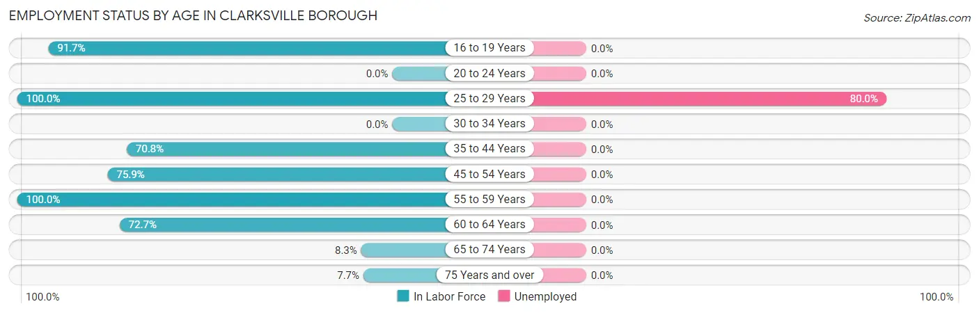 Employment Status by Age in Clarksville borough