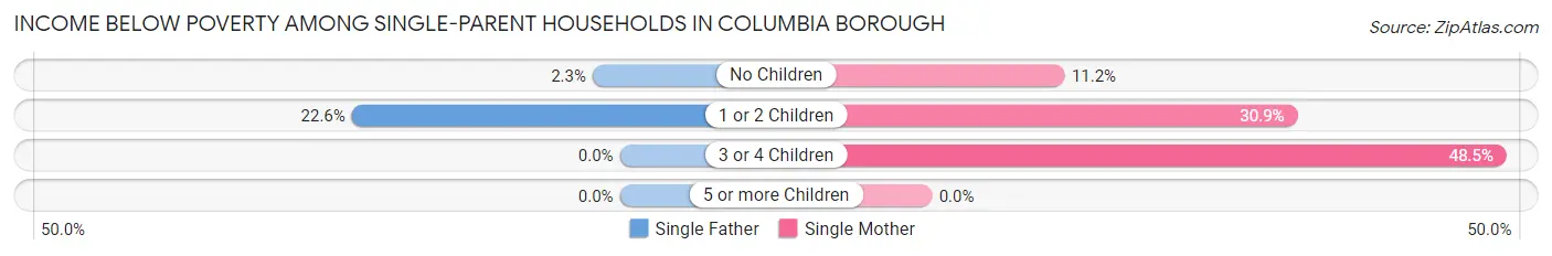 Income Below Poverty Among Single-Parent Households in Columbia borough