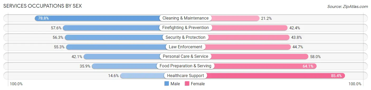 Services Occupations by Sex in Columbia borough