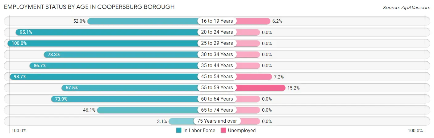 Employment Status by Age in Coopersburg borough