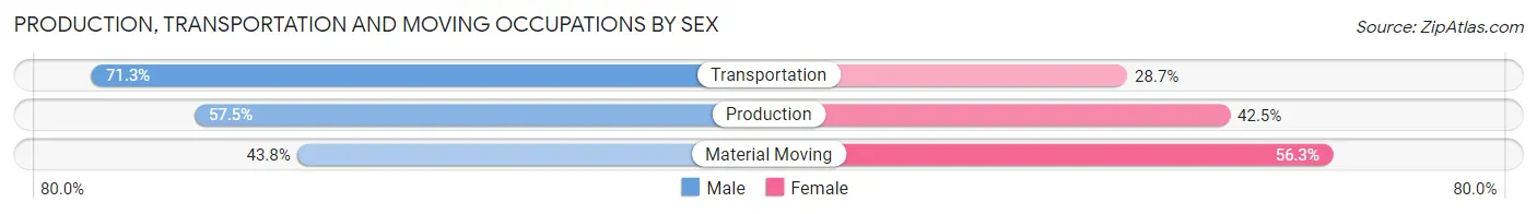 Production, Transportation and Moving Occupations by Sex in Coopersburg borough