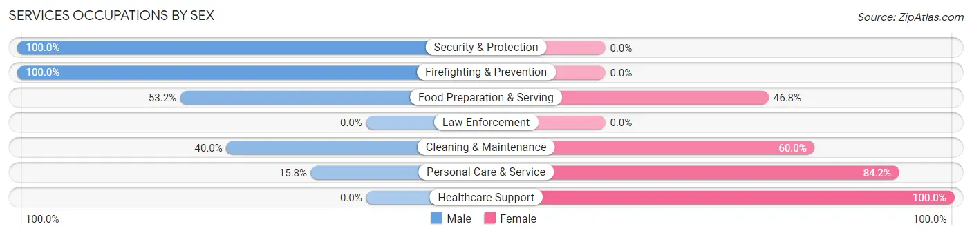 Services Occupations by Sex in Coplay borough
