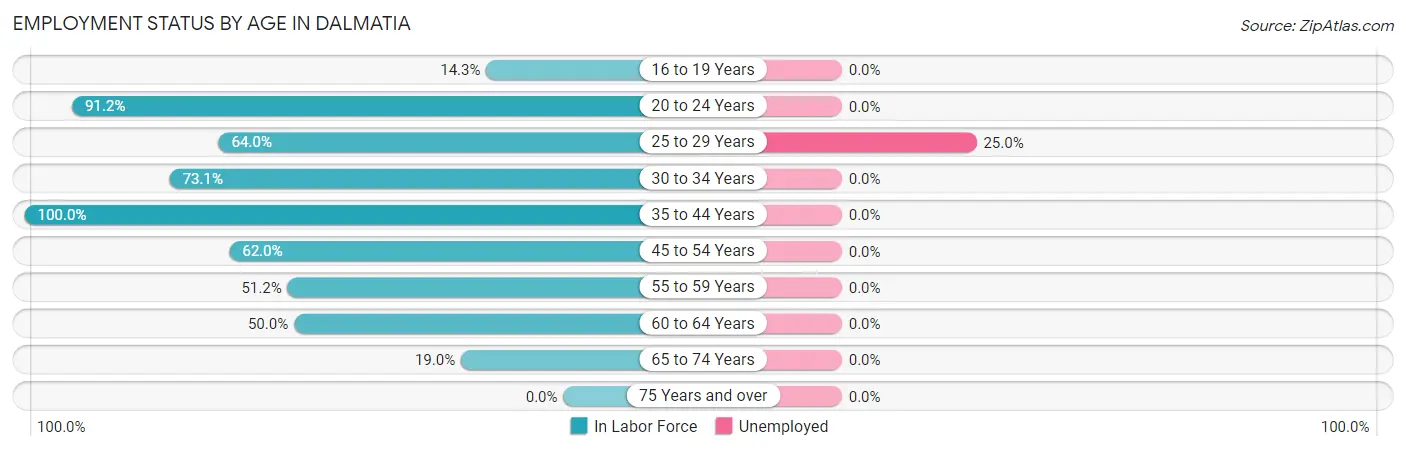 Employment Status by Age in Dalmatia