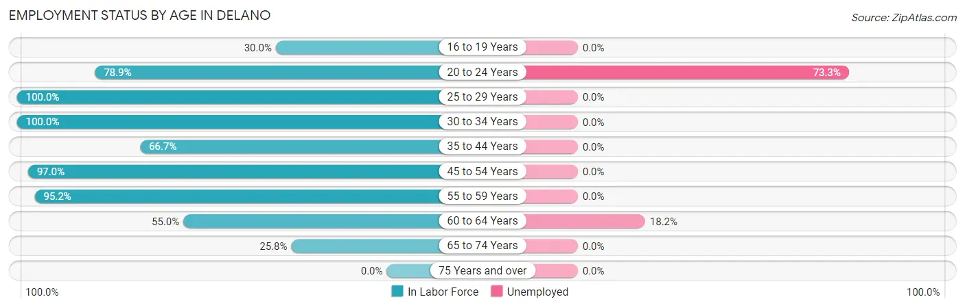 Employment Status by Age in Delano