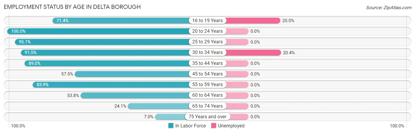 Employment Status by Age in Delta borough
