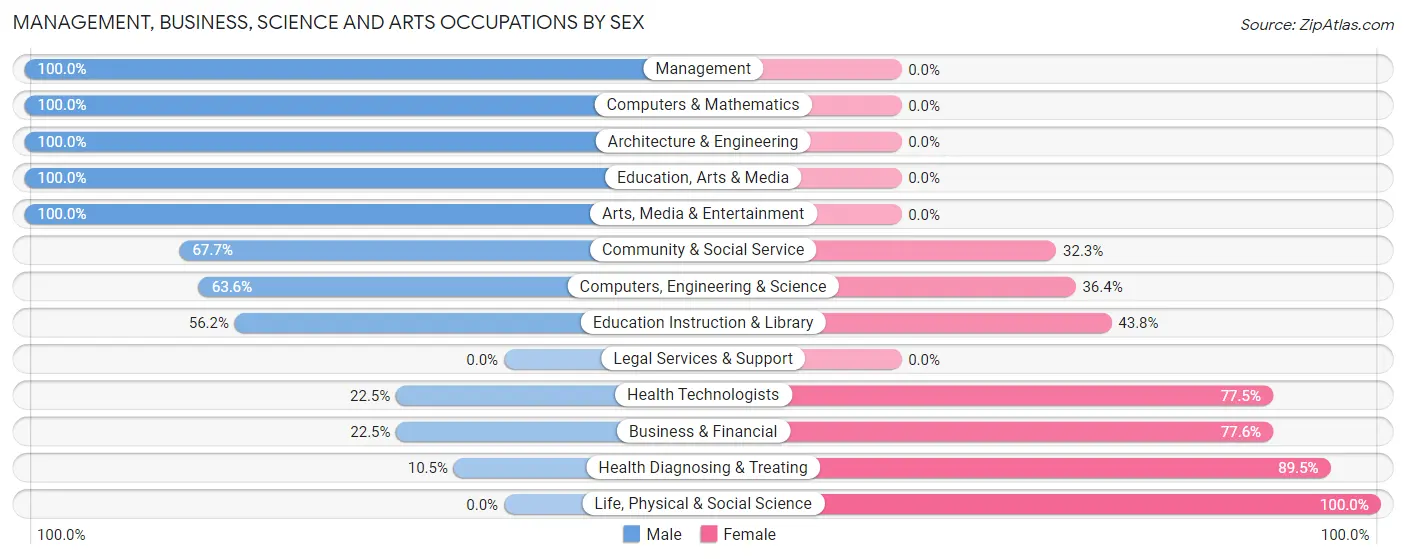 Management, Business, Science and Arts Occupations by Sex in Derry borough