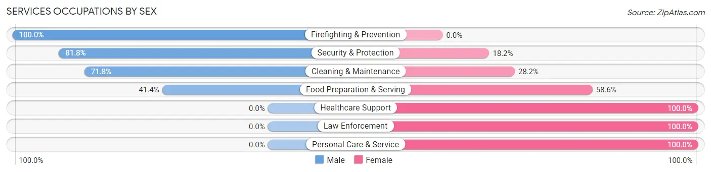 Services Occupations by Sex in Derry borough