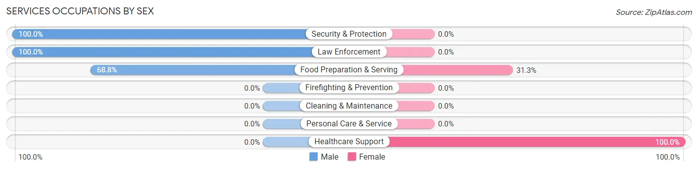 Services Occupations by Sex in Dewart