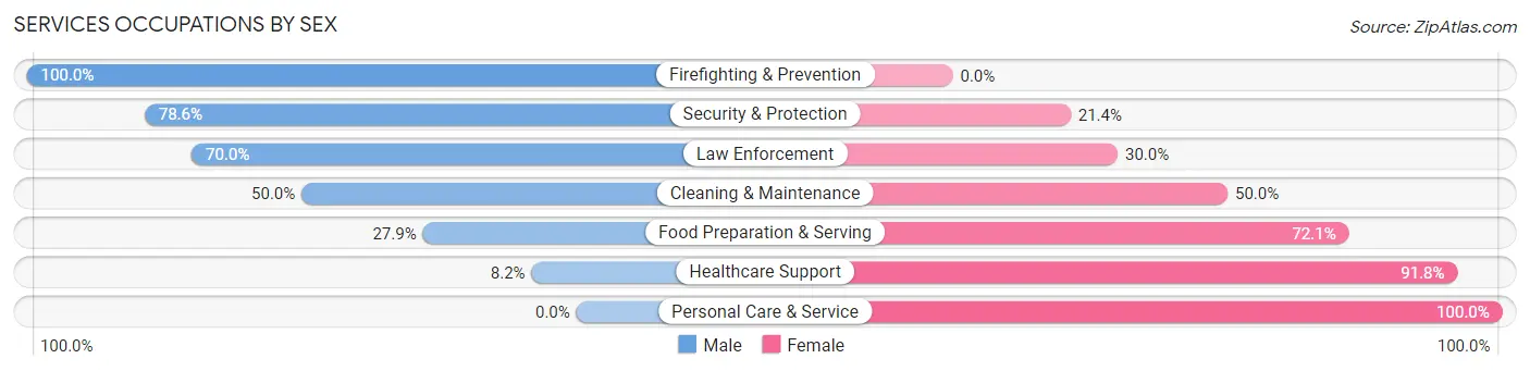 Services Occupations by Sex in Duboistown borough