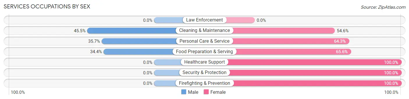 Services Occupations by Sex in East Bangor borough