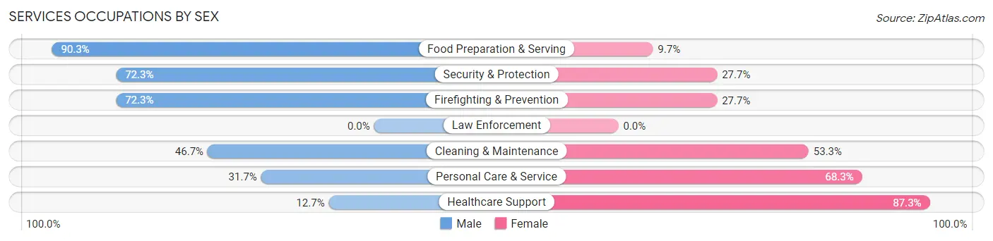 Services Occupations by Sex in Eddystone borough