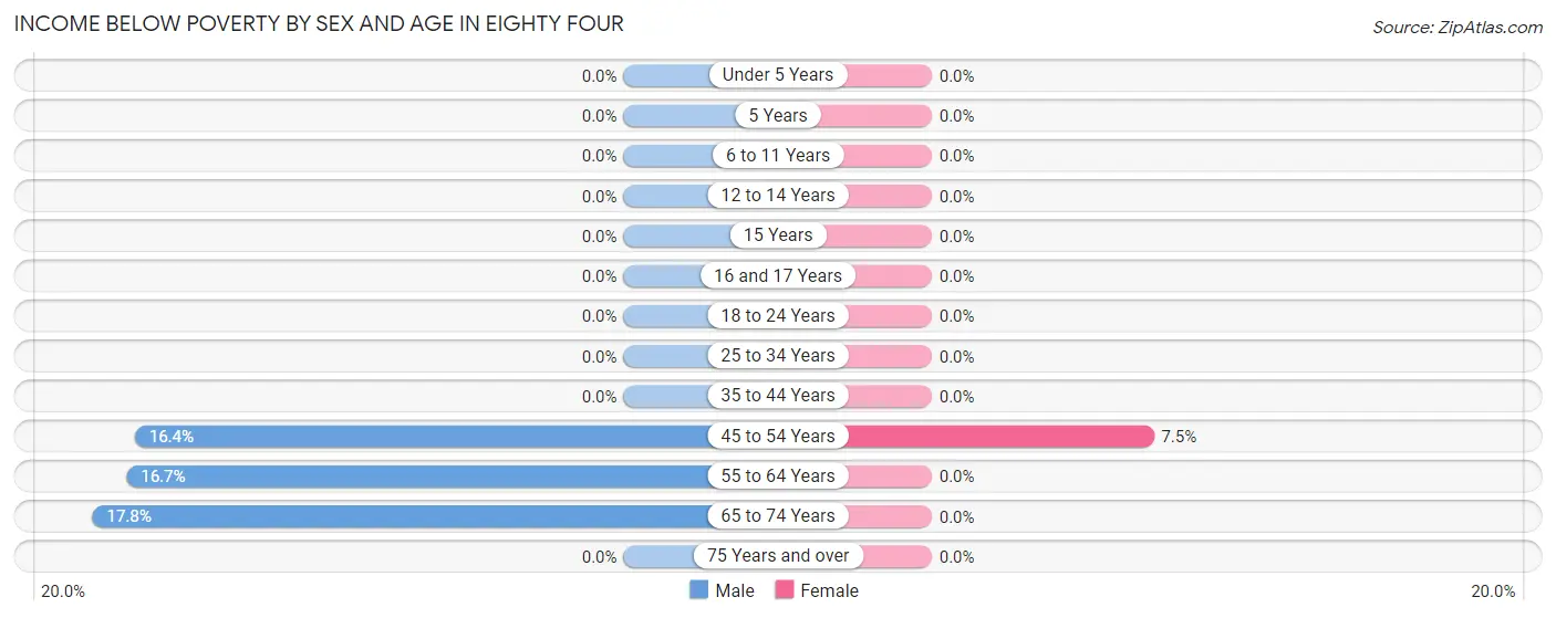 Income Below Poverty by Sex and Age in Eighty Four