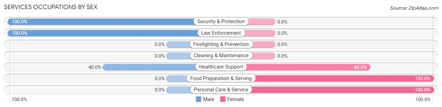 Services Occupations by Sex in Eldred borough