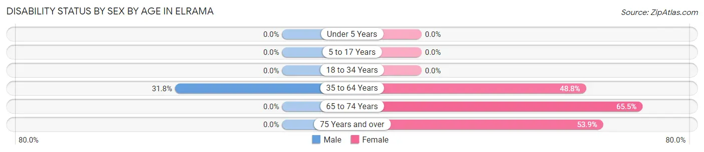 Disability Status by Sex by Age in Elrama