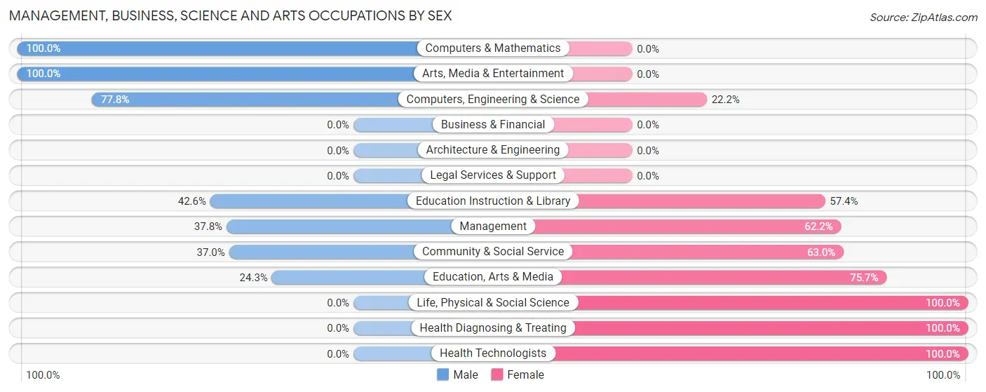 Management, Business, Science and Arts Occupations by Sex in Elysburg