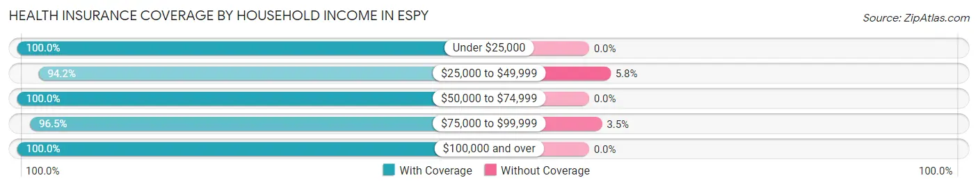 Health Insurance Coverage by Household Income in Espy