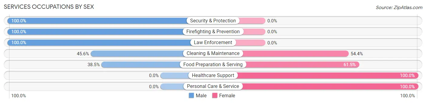Services Occupations by Sex in Fairless Hills