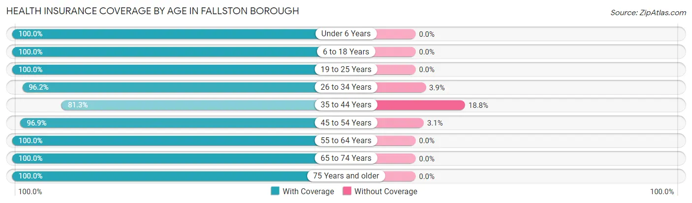 Health Insurance Coverage by Age in Fallston borough