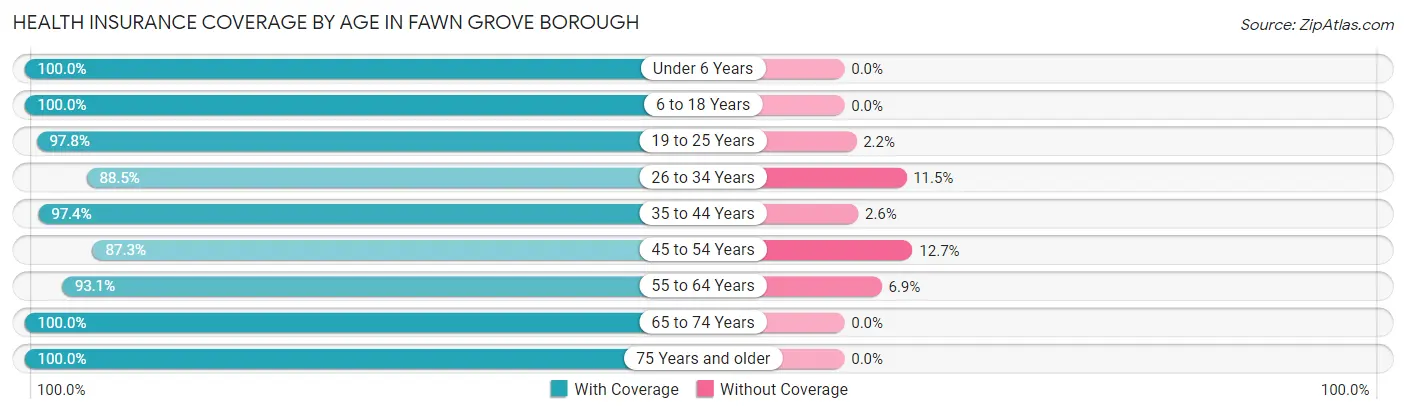 Health Insurance Coverage by Age in Fawn Grove borough