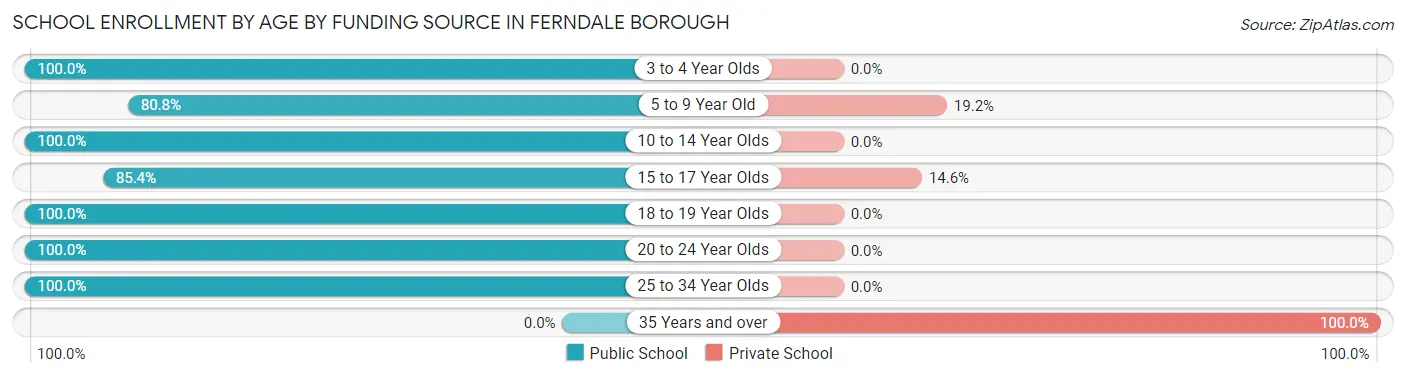 School Enrollment by Age by Funding Source in Ferndale borough