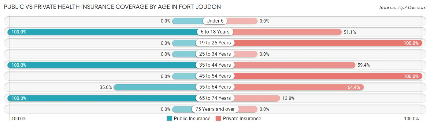 Public vs Private Health Insurance Coverage by Age in Fort Loudon
