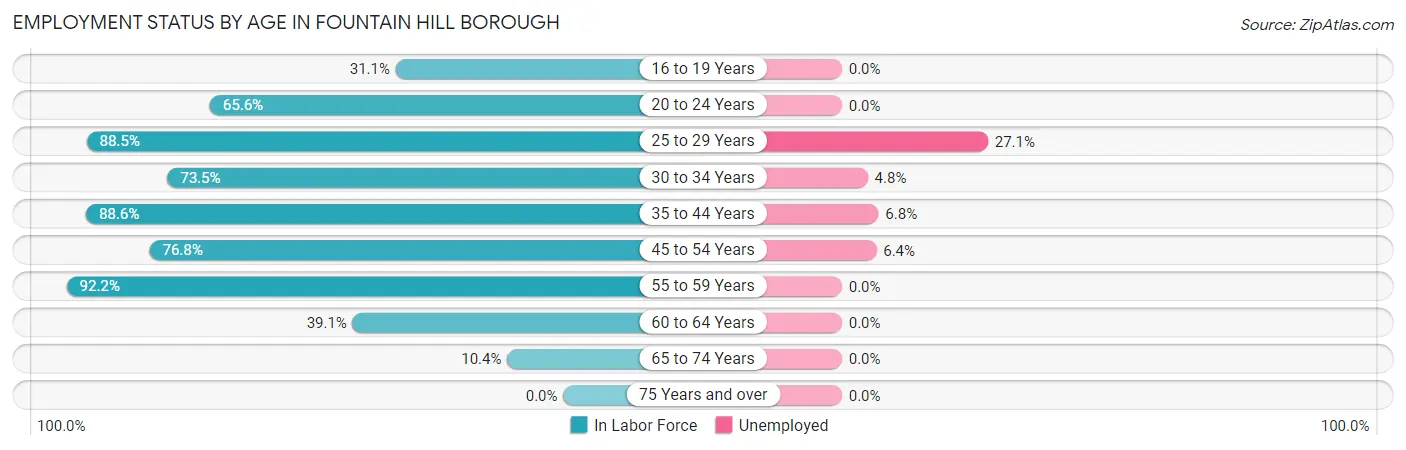 Employment Status by Age in Fountain Hill borough