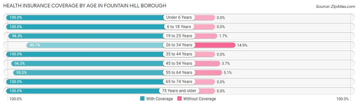 Health Insurance Coverage by Age in Fountain Hill borough