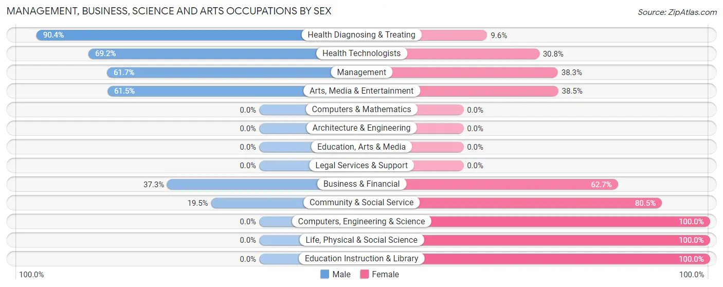 Management, Business, Science and Arts Occupations by Sex in Freeland borough