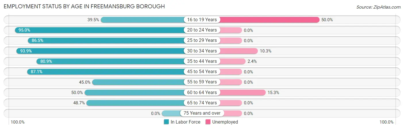 Employment Status by Age in Freemansburg borough