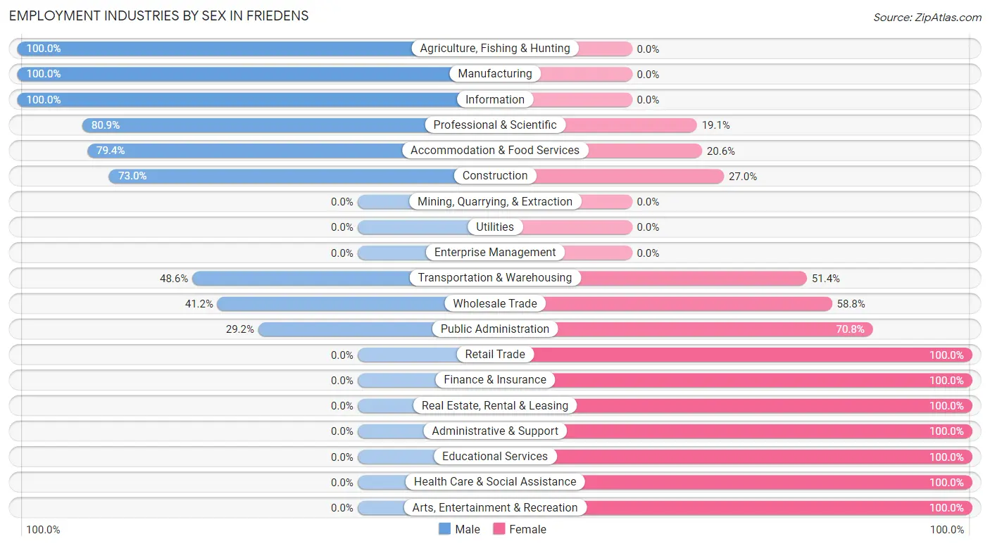 Employment Industries by Sex in Friedens