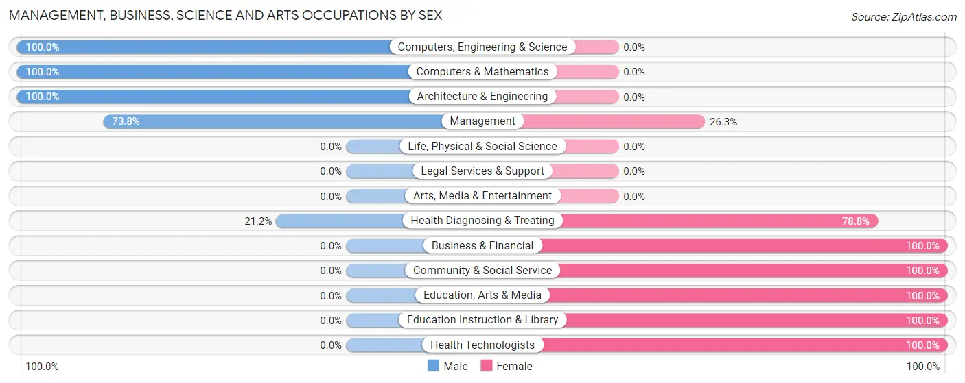 Management, Business, Science and Arts Occupations by Sex in Friedens