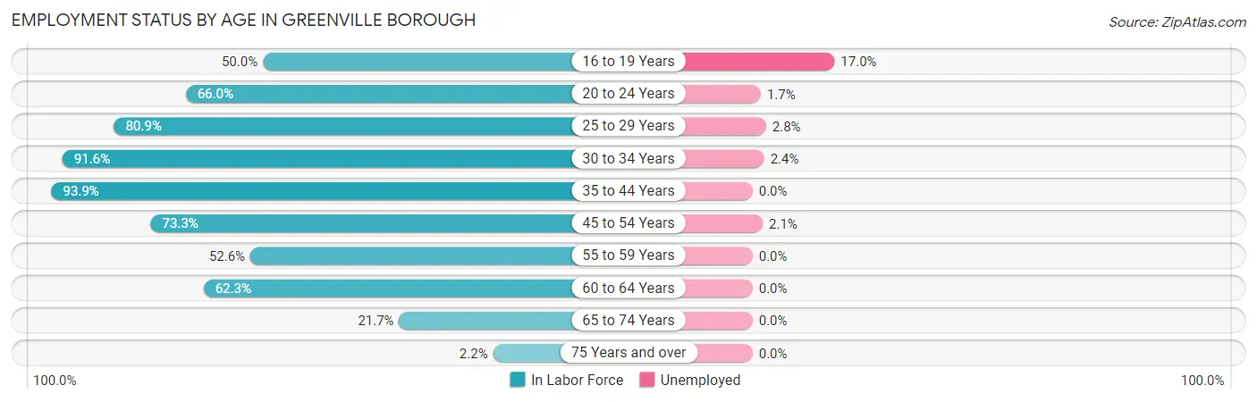 Employment Status by Age in Greenville borough