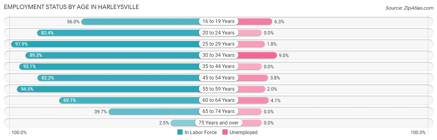 Employment Status by Age in Harleysville