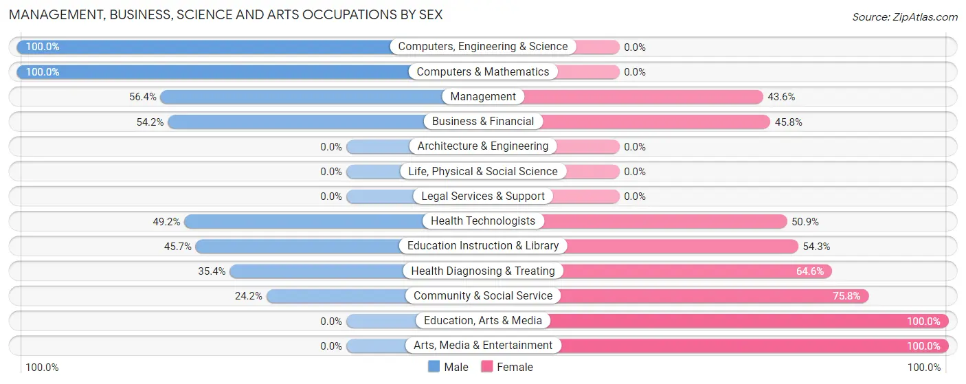 Management, Business, Science and Arts Occupations by Sex in Hasson Heights
