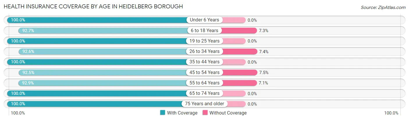 Health Insurance Coverage by Age in Heidelberg borough