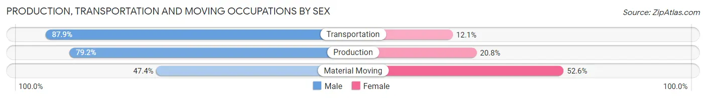Production, Transportation and Moving Occupations by Sex in Heidelberg borough