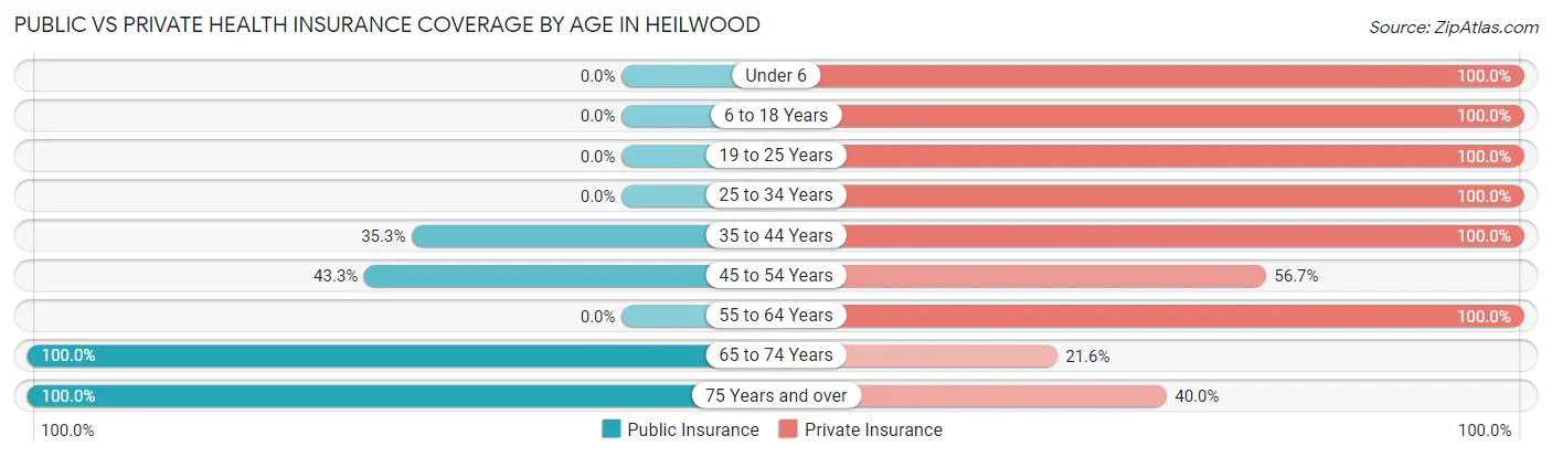Public vs Private Health Insurance Coverage by Age in Heilwood
