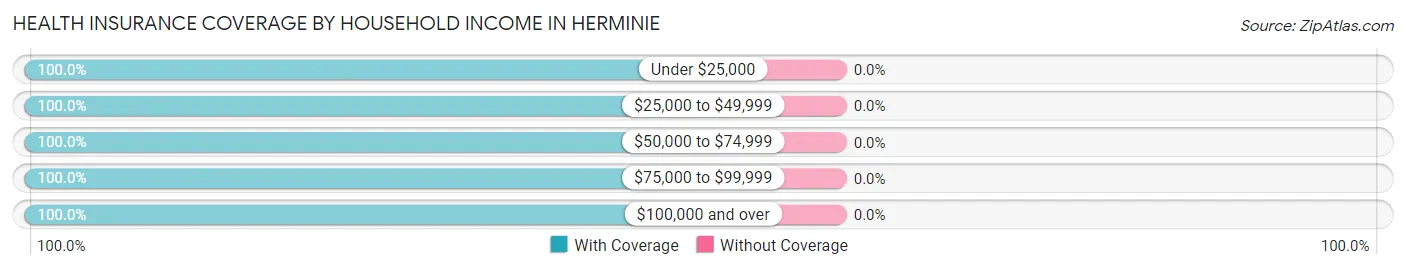 Health Insurance Coverage by Household Income in Herminie