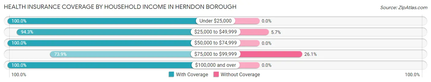 Health Insurance Coverage by Household Income in Herndon borough