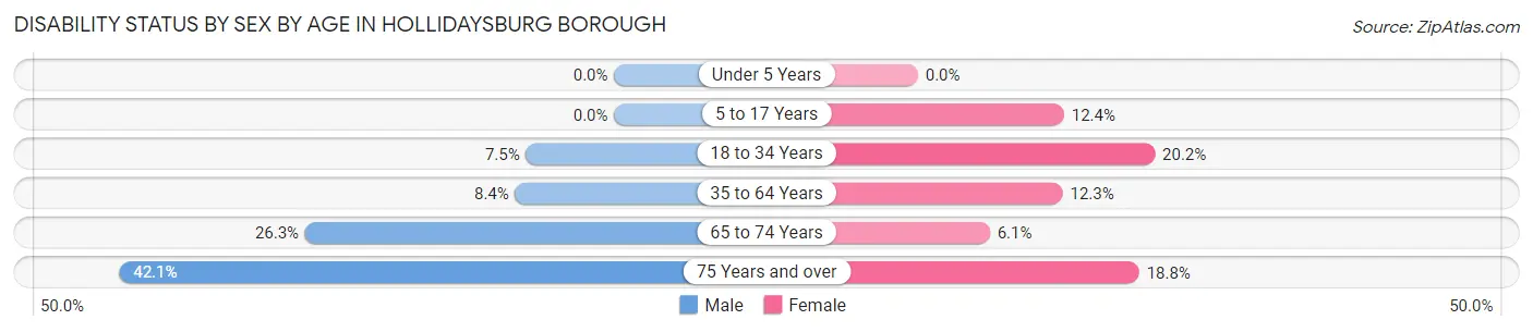Disability Status by Sex by Age in Hollidaysburg borough