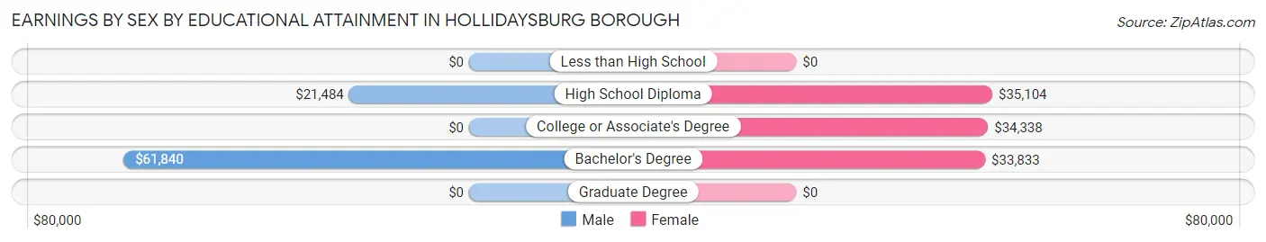 Earnings by Sex by Educational Attainment in Hollidaysburg borough