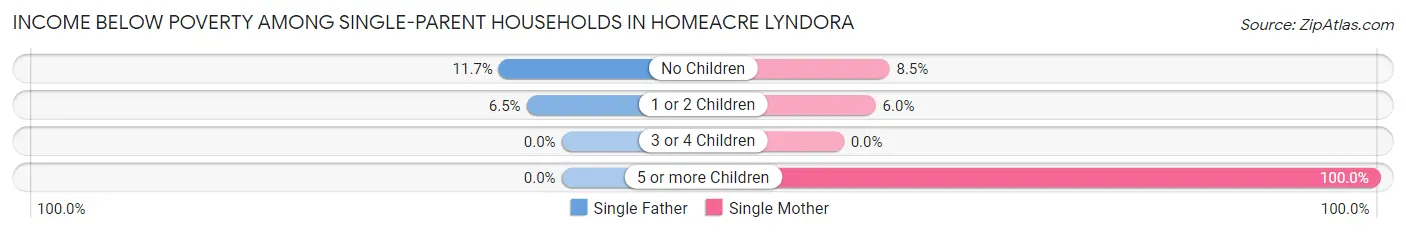 Income Below Poverty Among Single-Parent Households in Homeacre Lyndora
