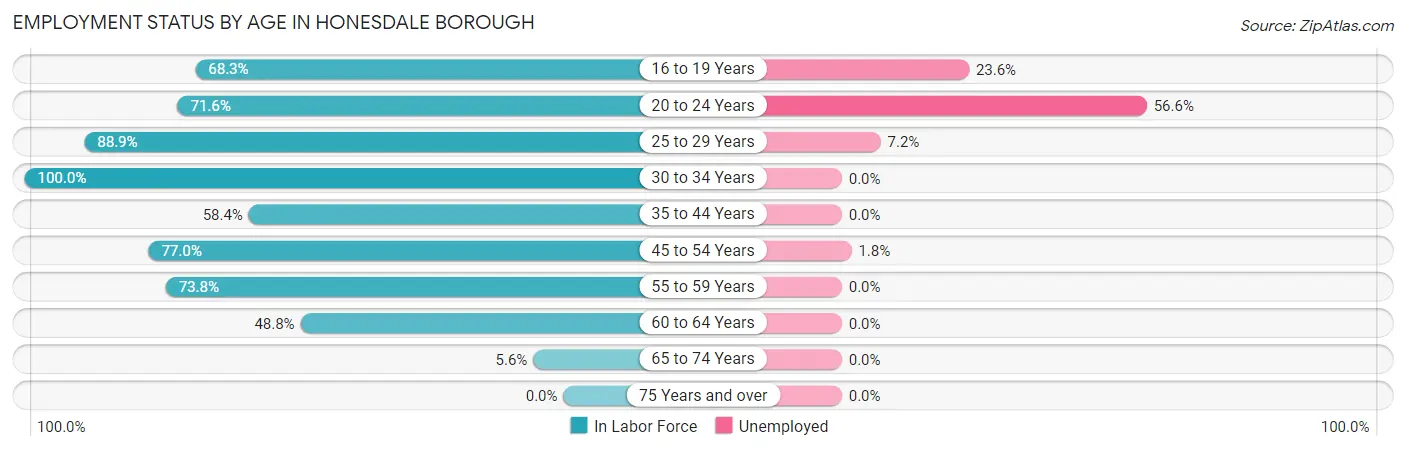 Employment Status by Age in Honesdale borough