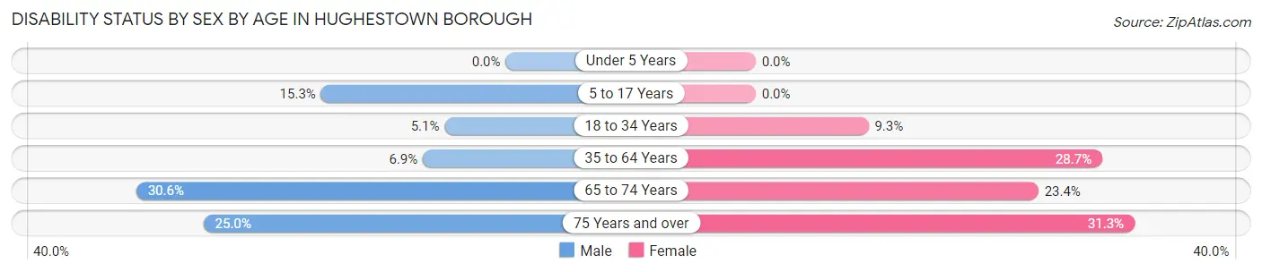 Disability Status by Sex by Age in Hughestown borough