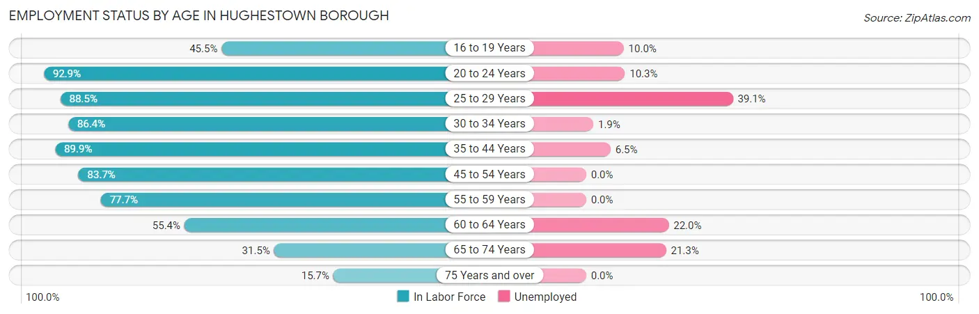 Employment Status by Age in Hughestown borough