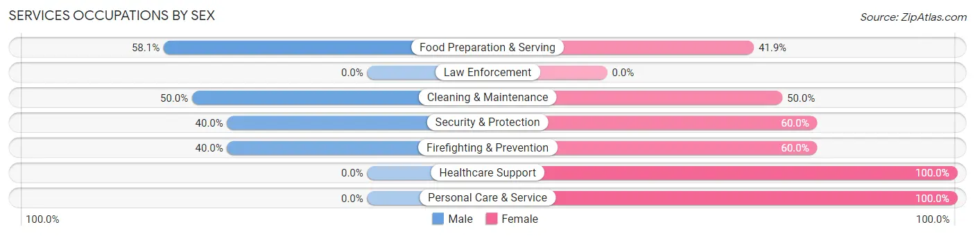 Services Occupations by Sex in Hughestown borough
