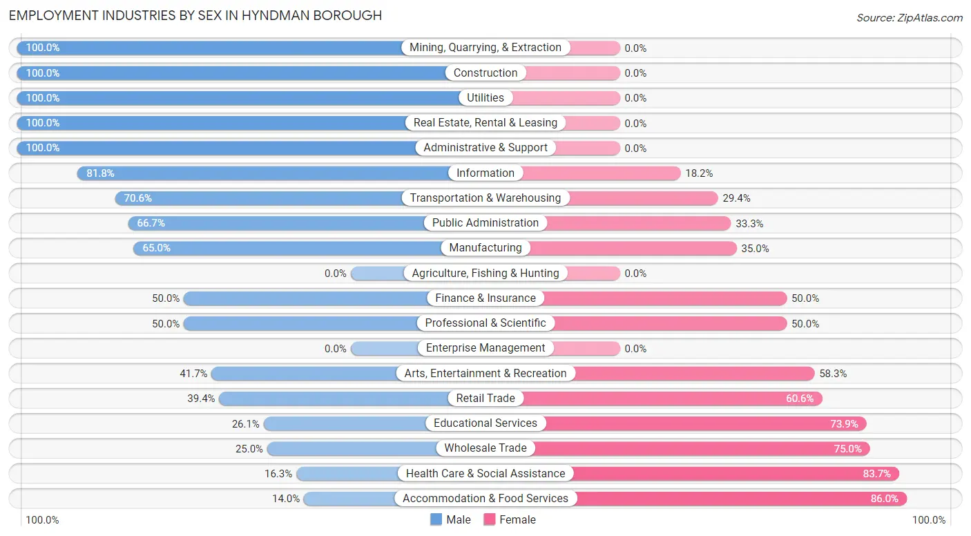 Employment Industries by Sex in Hyndman borough